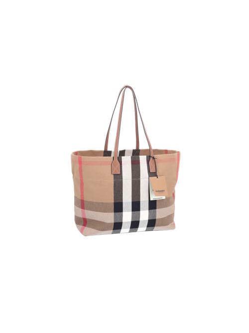 LL MD LONDON TOTE CHK BIN BURBERRY | 80840471/TAUPE BROWN IP CHECK